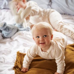 Barn Geggamoja Pyjamas Heldräkt|Bambukläder<Tvåvägs-zip Pyjamas Bambu Classic Vit/Beige