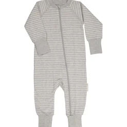 Barn Geggamoja Pyjamas Heldräkt|Bambukläder<Tvåvägs-zip Pyjamas Bambu Classic Grå/Vit