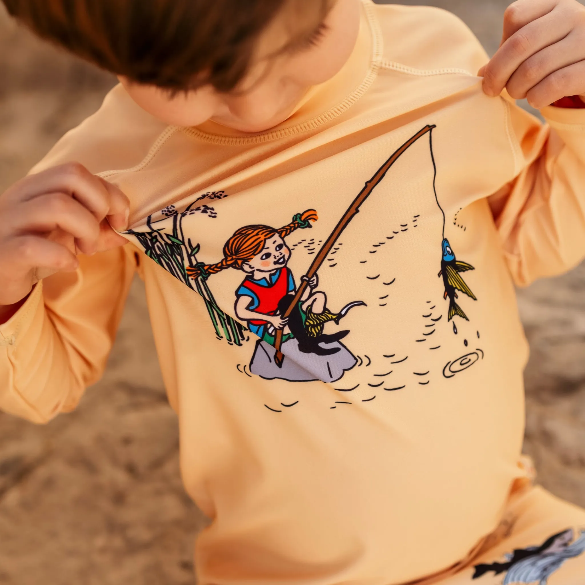 Barn Geggamoja Uv-Badkläder<UV-set Pippi Långstrump Gul