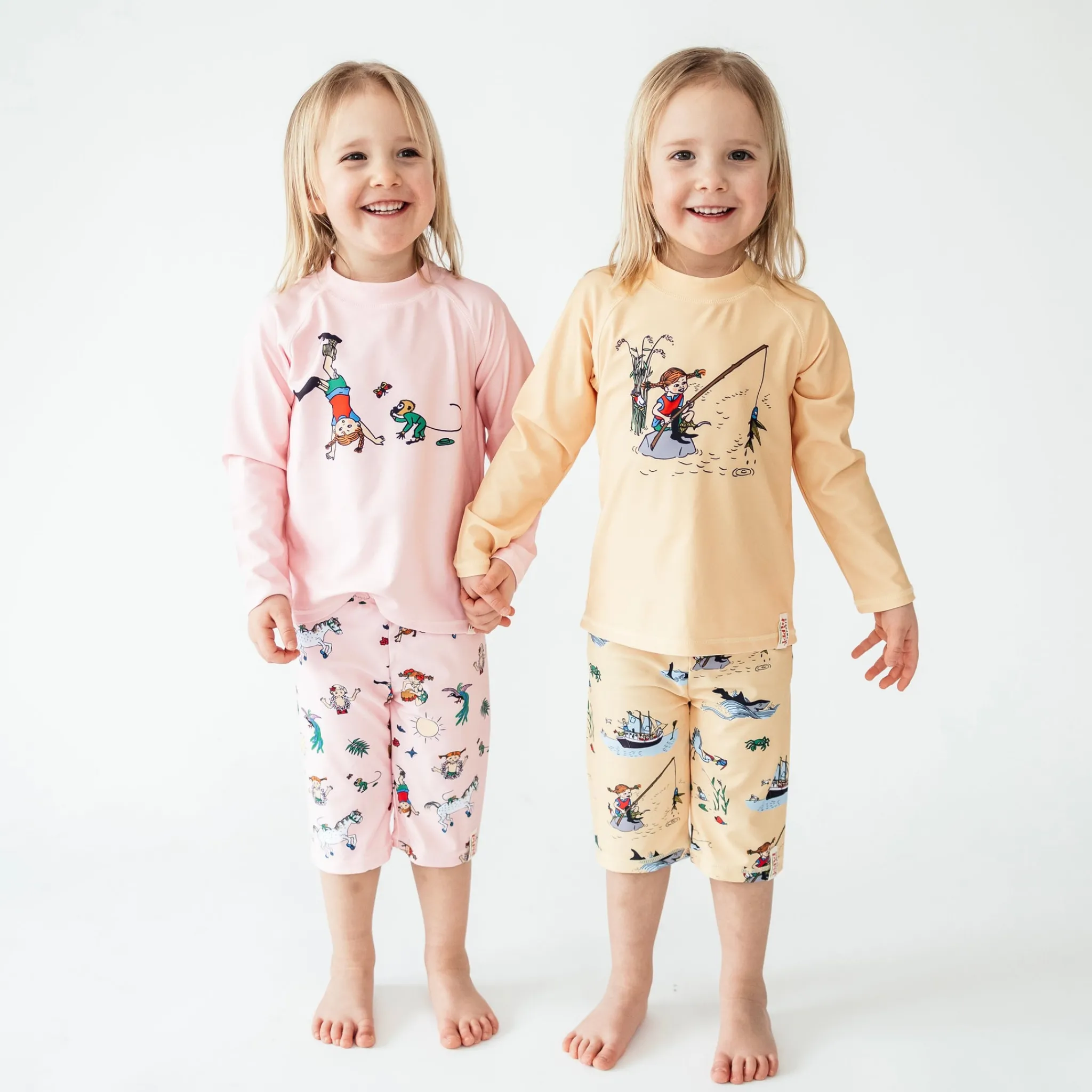 Barn Geggamoja Uv-Badkläder<UV-set Pippi Långstrump Gul