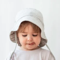 Barn Geggamoja Solhattar Och Kepsar|Bambukläder<UV-solhatt Bambu Bambu Classic Grå/Vit