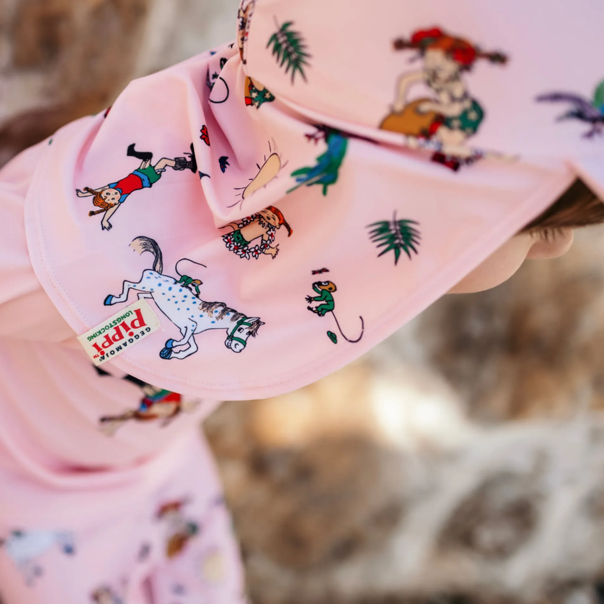 Barn Geggamoja Solhattar Och Kepsar|Uv-Badkläder<UV-Solkeps Pippi Långstrump Rosa