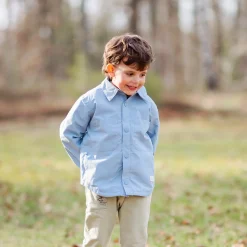 Barn Geggamoja Jackor<Vindjacka skjortmodell Dusty Blue