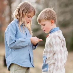 Barn Geggamoja Jackor<Vindjacka skjortmodell Dusty Blue
