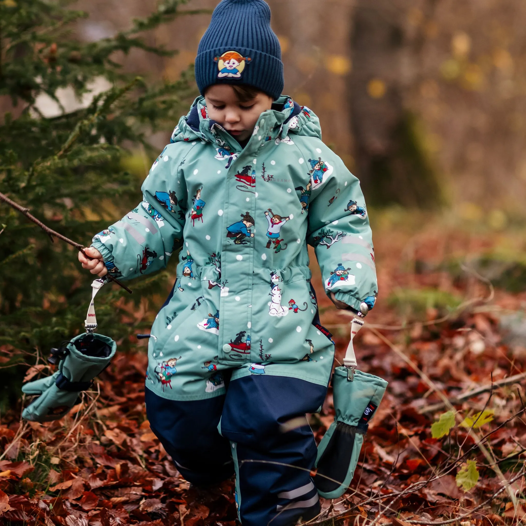 Barn Geggamoja Overaller<Vinteroverall Pippi Långstrump Grå/Grön