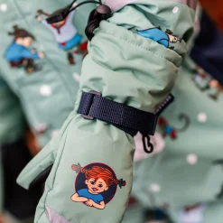 Barn Geggamoja Handskar Och Vantar<Vintervantar Pippi Långstrump Grå/Grön
