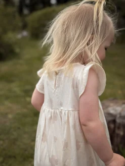 Barn Geggamoja Bambukläder<Volangklänning Bambu Klöver Beige