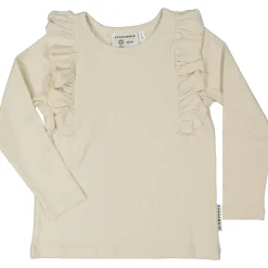 Barn Geggamoja Tröjor<Volangtröja bomullsribb Beige